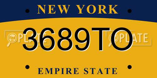 3689TO New York License Plate