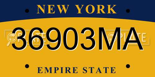 36903MA New York License Plate