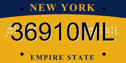 36910ML New York License Plate
