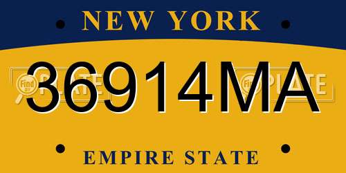 36914MA New York License Plate