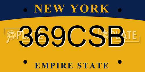 369CSB New York License Plate