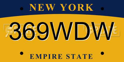 369WDW New York License Plate