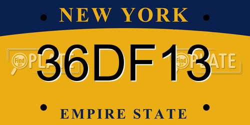 36DF13 New York License Plate