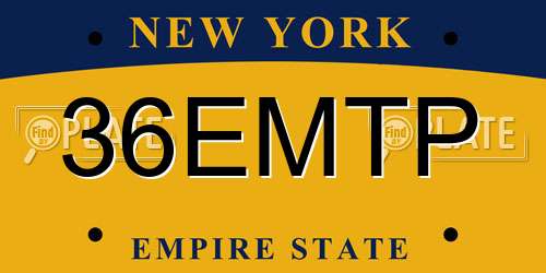36EMTP New York License Plate