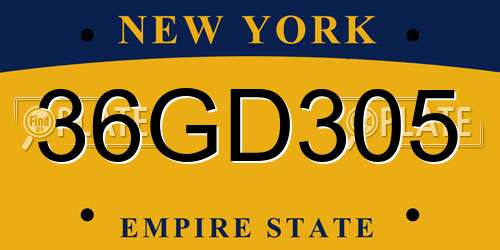 36GD305 New York License Plate