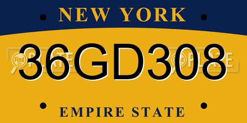 36GD308 New York License Plate