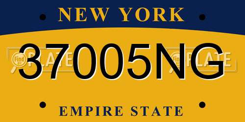 37005NG New York License Plate