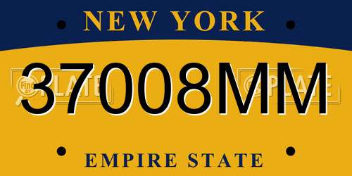 37008MM New York License Plate