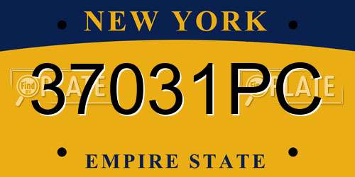 37031PC New York License Plate