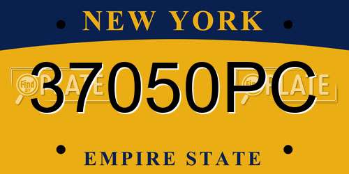 37050PC New York License Plate