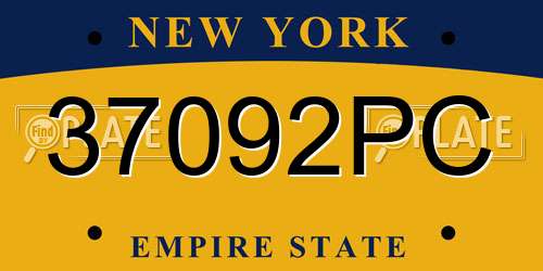 37092PC New York License Plate