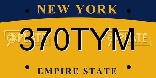 370TYM New York License Plate
