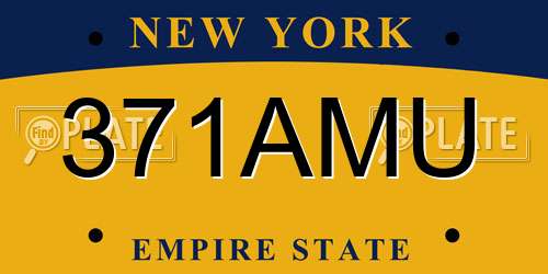 371AMU New York License Plate
