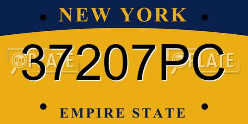37207PC New York License Plate