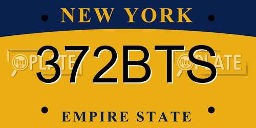 372BTS New York License Plate