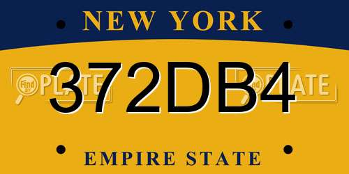 372DB4 New York License Plate