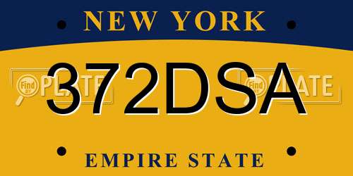 372DSA New York License Plate
