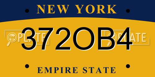 372OB4 New York License Plate