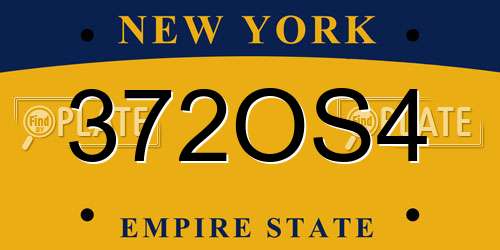 372OS4 New York License Plate