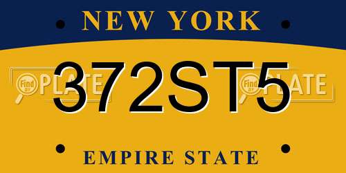 372ST5 New York License Plate