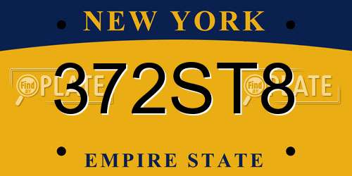 372ST8 New York License Plate