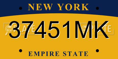 37451MK New York License Plate