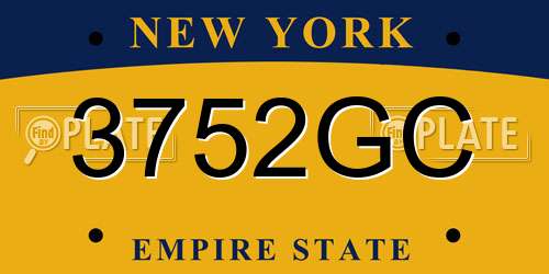 3752GC New York License Plate