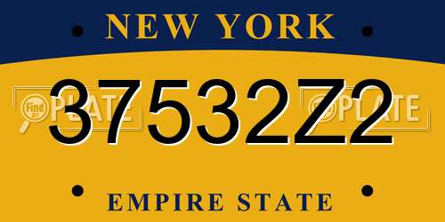 37532Z2 New York License Plate