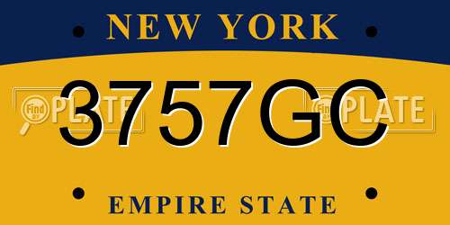 3757GC New York License Plate