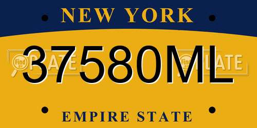 37580ML New York License Plate