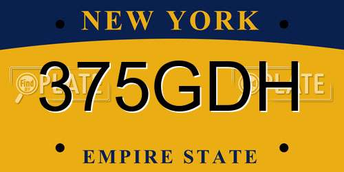 375GDH New York License Plate