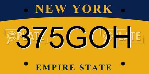 375GOH New York License Plate