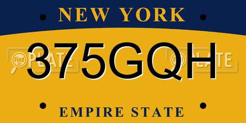 375GQH New York License Plate
