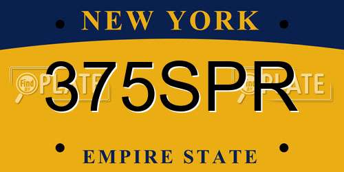 375SPR New York License Plate