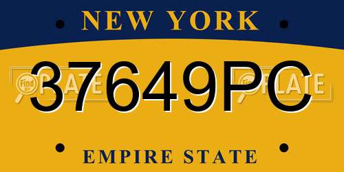 37649PC New York License Plate