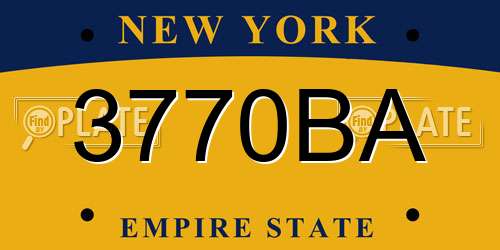 3770BA New York License Plate