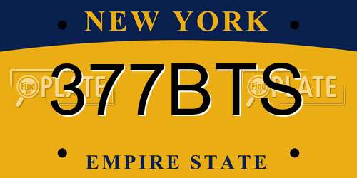 377BTS New York License Plate
