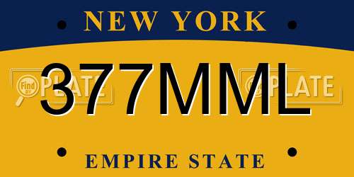 377MML New York License Plate