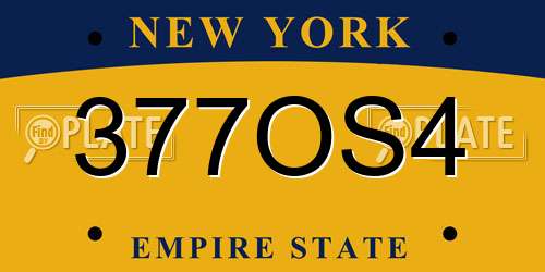 377OS4 New York License Plate