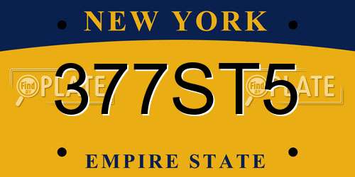 377ST5 New York License Plate