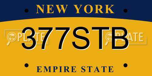 377STB New York License Plate