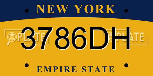 3786DH New York License Plate