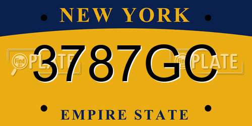 3787GC New York License Plate