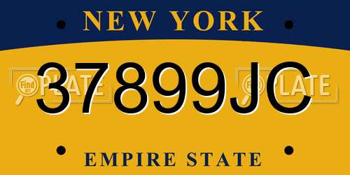 37899JC New York License Plate