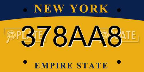 378AA8 New York License Plate