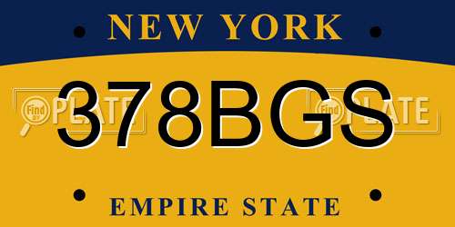 378BGS New York License Plate