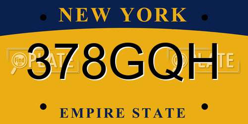 378GQH New York License Plate