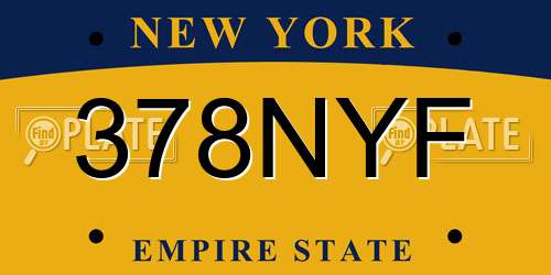 378NYF New York License Plate