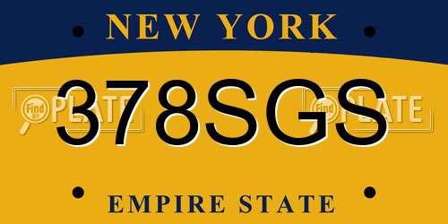 378SGS New York License Plate