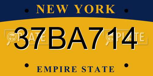 37BA714 New York License Plate